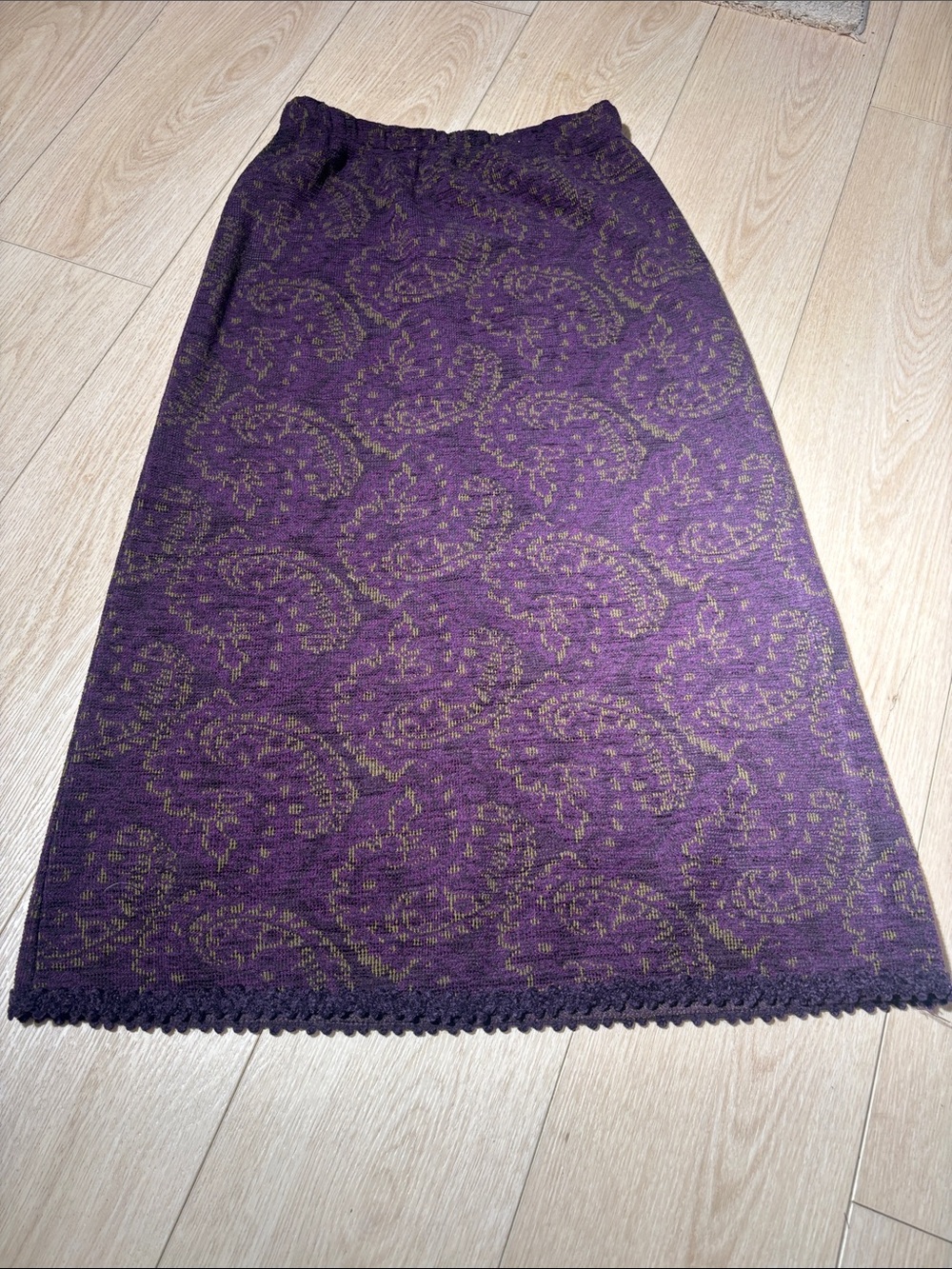 Vintage 1990s Eggplant Paisley Skirt